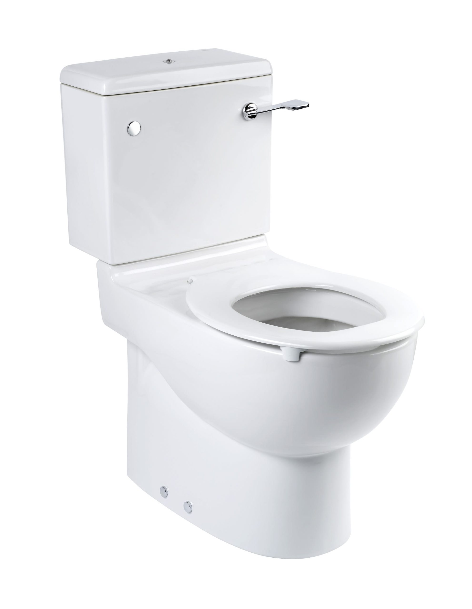 Vitreous china close-coupled WC with dual outlet