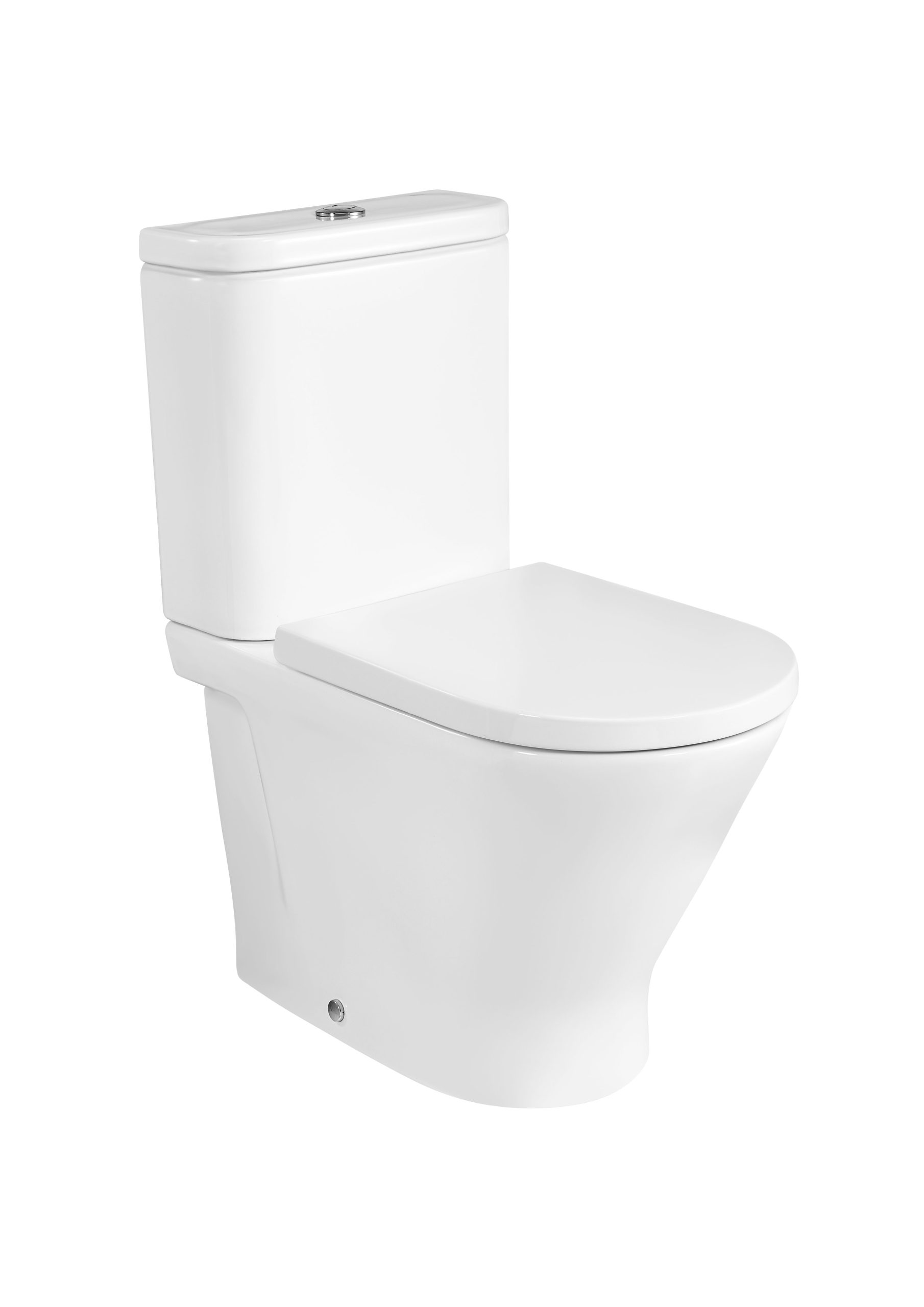 ROUND - Back to wall vitreous china close-coupled Rimless WC with dual outlet